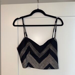 Honey Punch Black and White Chevron Crop Top